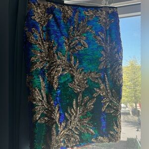 Endless Rose Blue Green Sequin Embellished Pencil Skirt